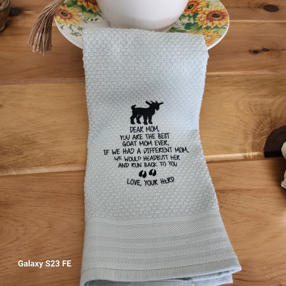 White Cotton Kitchen Towel with Animal Silhouette Design